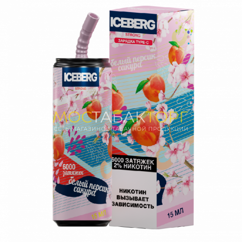 Электронная сигарета ICEBERG XXL 6000 Белый персик сакура